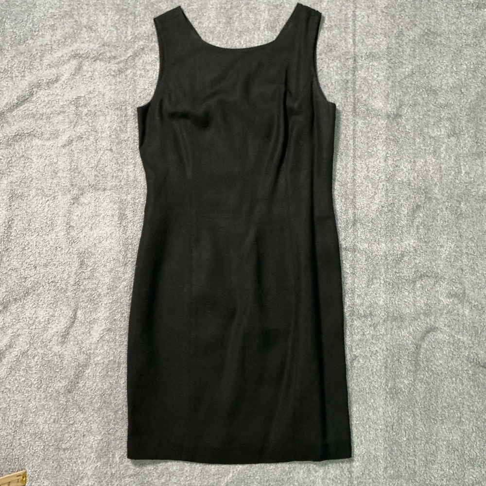 Preview Collection Womens Black Sleeveless Rayon Linen Sheath Dress Size 8 5671